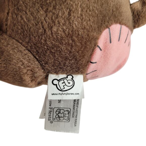 Fiesta Furrybones Plush Monkey Skeleton 9" Brown Red Scarf Stuffed Animal Toy - Picture 10 of 16